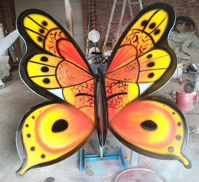 不锈钢黄色蝴蝶公园雕塑