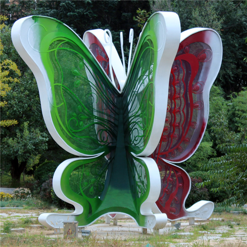 不锈钢绿色蝴蝶标志雕塑
