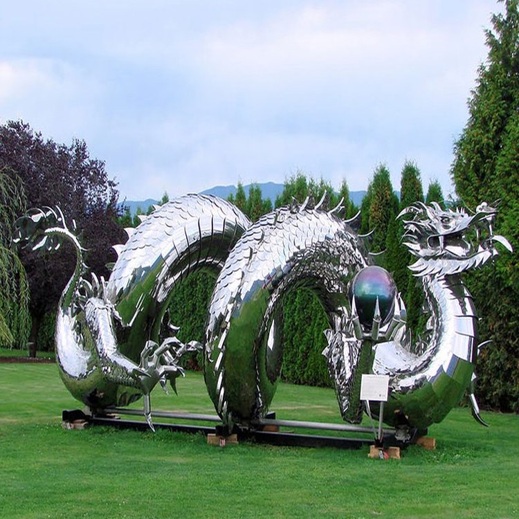不锈钢生肖龙动物雕塑