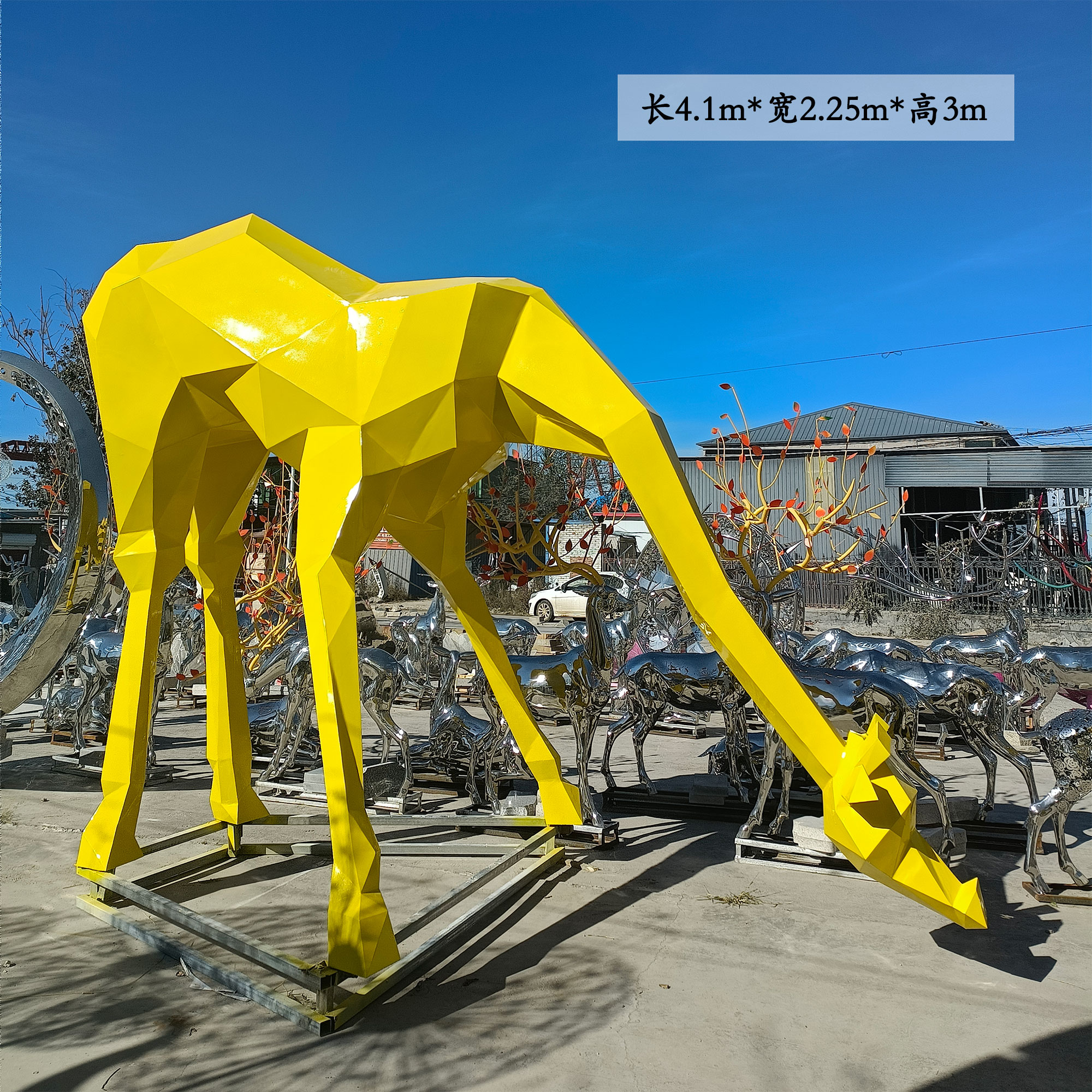 不锈钢长颈鹿景区雕塑